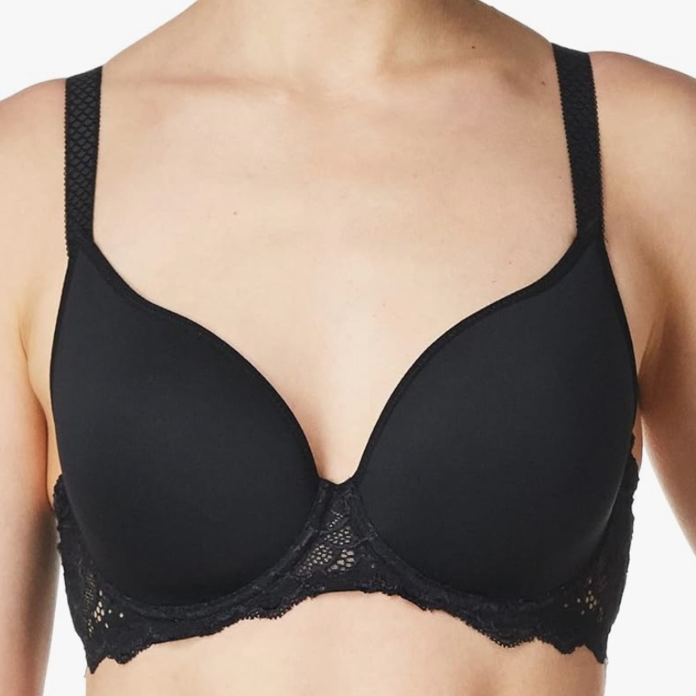 NWT Simone Perele Caresse 3D Plunge Bra Black 36B 12A316